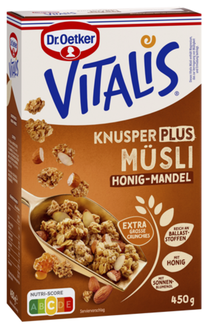 Dr. Oetker Хрупкаво мюсли плюс - мед и бадеми Vitalis