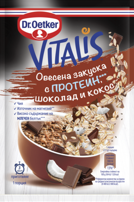 Dr. Oetker Овесена закуска с протеин, шоколад и кокос